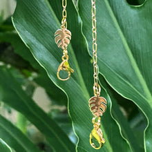 Load image into Gallery viewer, Breakaway Mask Chain. Safe Mask Strap, Gold Oval Chain - Monstera I  Made in Hawaii
