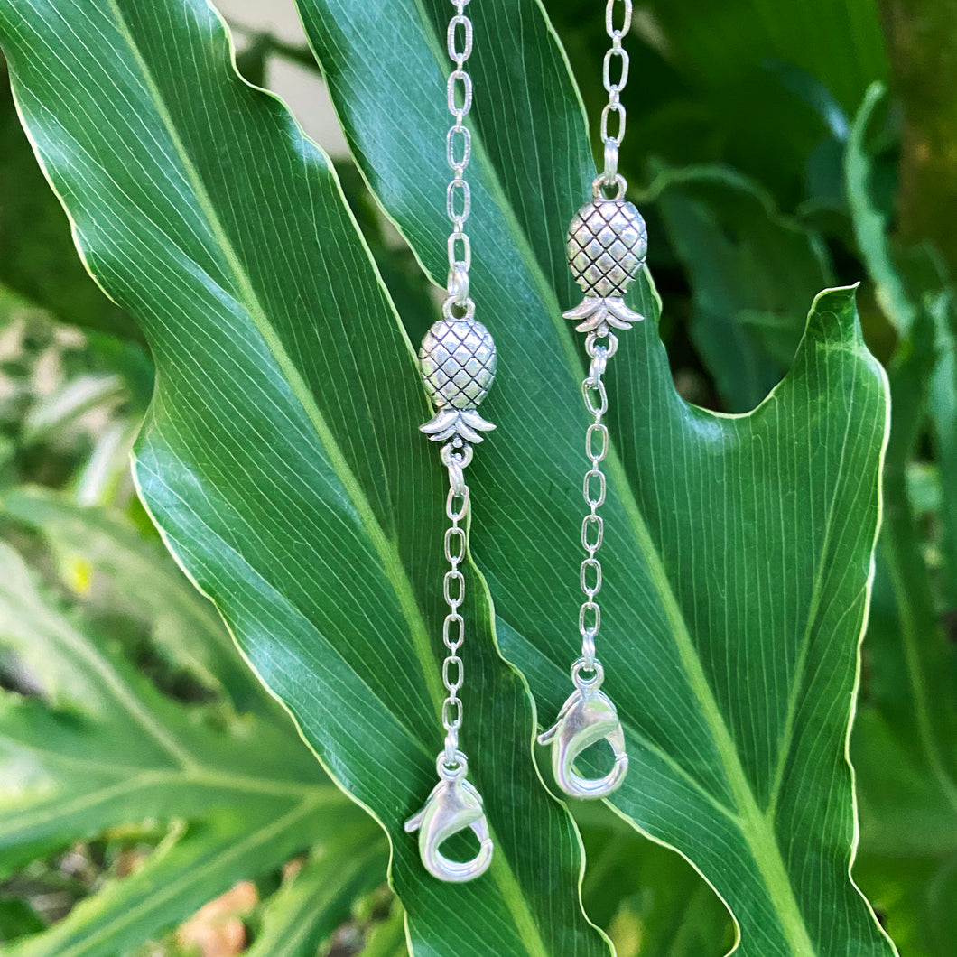 Breakaway Mask Chain. Safe Mask Strap, Silver Oval Chain - Pineapple Links I  Made in Hawaii